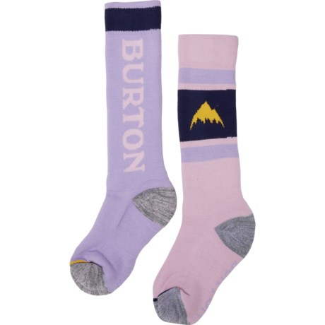 Burton Boys and Girls Weekend Midweight Ski Socks - 2-Pack, Over the Calf in Orchid Bouquet/Foxglove Violet