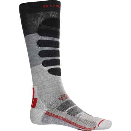 Burton High-Performance Lightweight Compression Ski Socks - Over the Calf (For Men) in Gray Heather Block