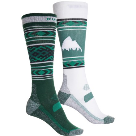 Burton High-Performance Lightweight Ski Socks - 2-Pack, Over the Calf (For Women) in Botanical Garden