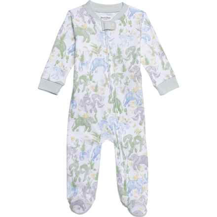 BURT'S BEES BABY Infant Boys Ello Elephant Sleep and Play Coveralls - Organic Cotton, Long Sleeve in Green/Blue