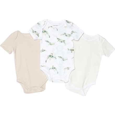 BURT'S BEES BABY Infant Boys Turtles Organic Cotton Baby Bodysuits -3-Pack, Short Sleeve in Multi