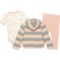 4RCYH_2 BURT'S BEES BABY Infant Girls Letter Bee Insulated Jacket, Baby Bodysuit and Pants Set - Short Sleeve