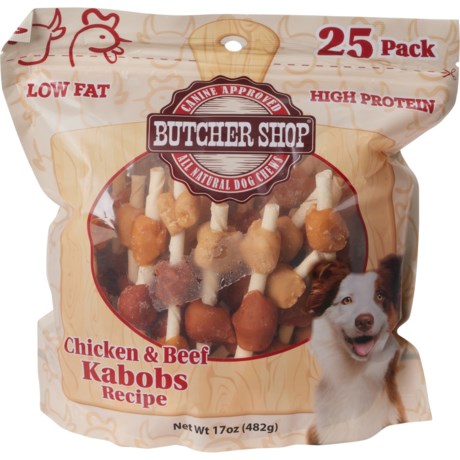 Butcher Shop Chicken and Beef Kabobs Dog Treats - 25-Pack in Chicken/Beef