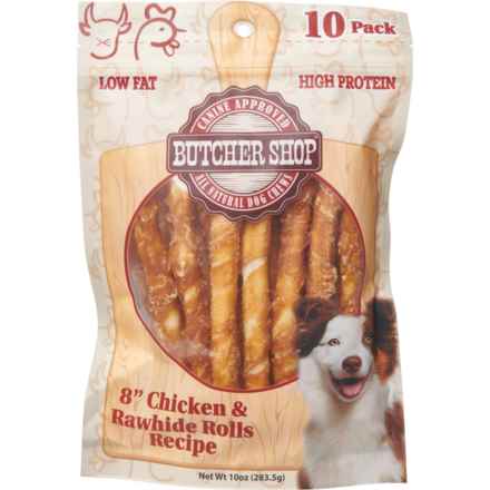 Butcher Shop Chicken and Rawhide Rolls Dog Treats - 8”, 10-Pack in Multi