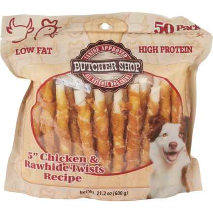 Butcher Shop Chicken and Rawhide Twists Dog Chew Treats - 50-Pack, 5” in Chicken