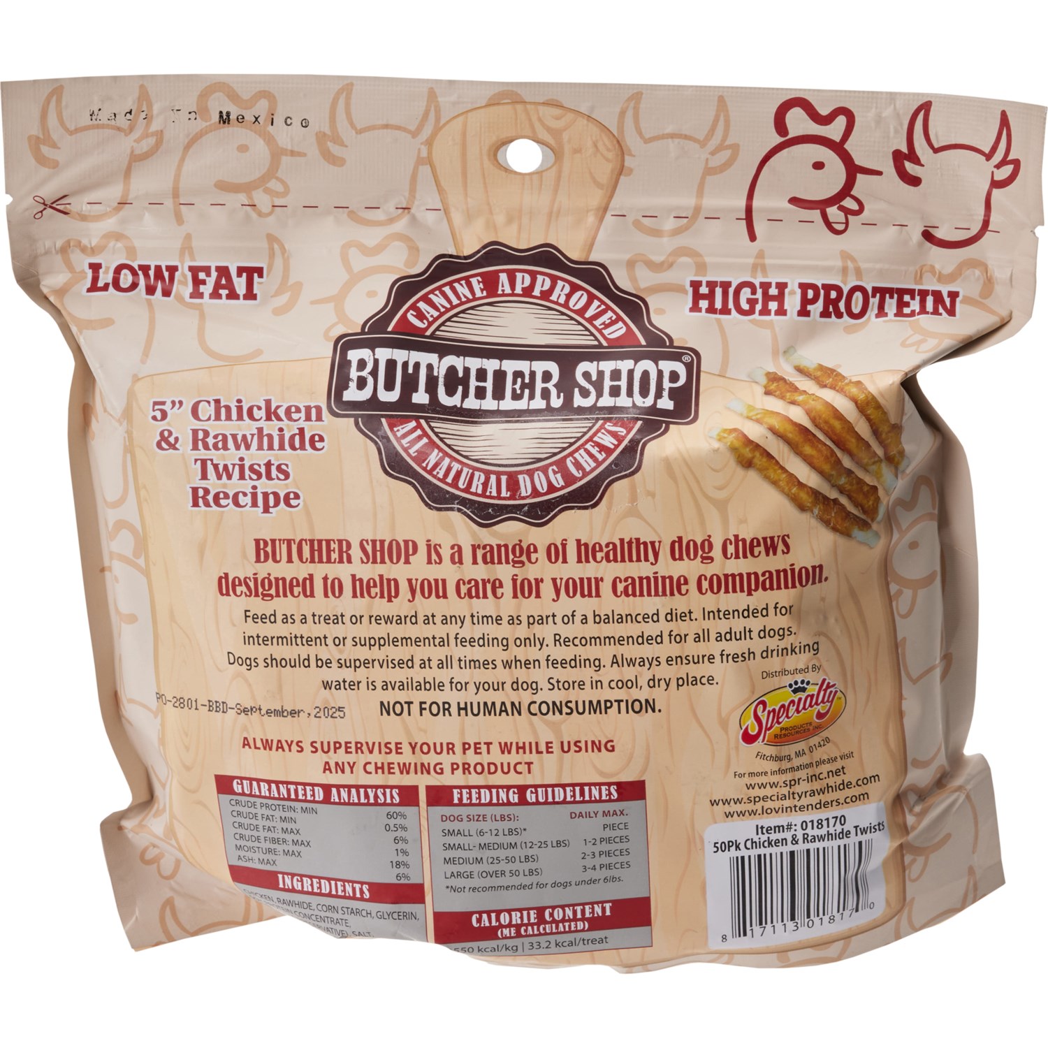 Butcher Shop Chicken and Rawhide Twists Dog Chew Treats 50 Pack 5 Save 28