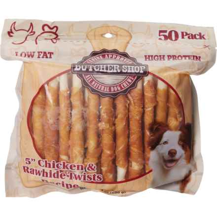 Butcher Shop Chicken and Rawhide Twists Dog Chew Treats - 50-Pack in Multi