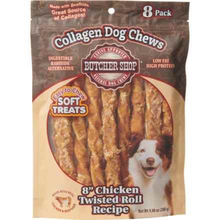 Butcher Shop Chicken Twisted Roll Collagen Dog Chew Treats - 8-Pack in Collagen/Chicken