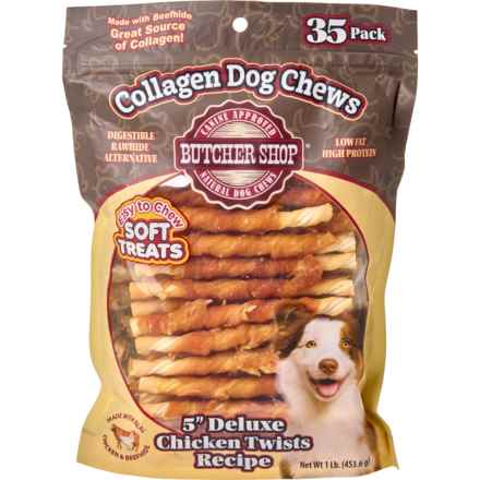 Butcher Shop Deluxe Collagen Twists Dog Treats - 5”, 35-Pack in Chicken