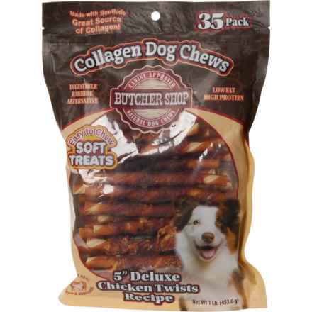 Butcher Shop Deluxe Collagen Twists Dog Treats - 5”, 35-Pack in Collagen