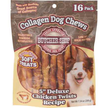 Butcher Shop Deluxe Twists Collagen Dog Treats - 16-Pack, 5” in Chicken