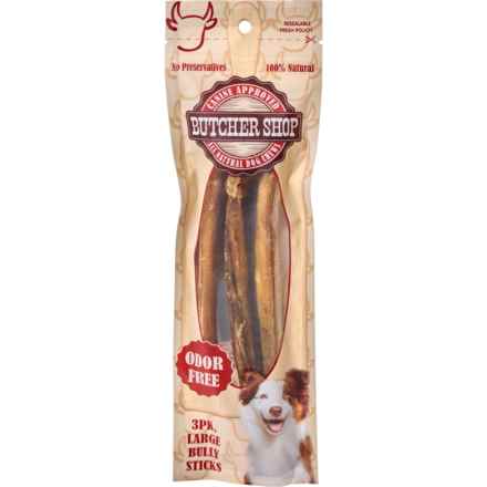 Butcher Shop Large Bully Sticks Dog Treats - 3-Pack, 9” in Bully