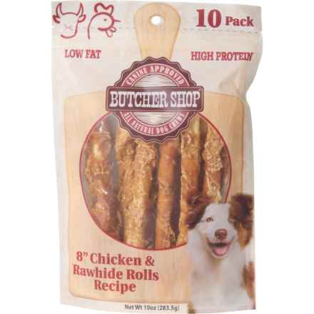 Butcher Shop Rawhide Rolls Dog Treats - 8”, 10-Pack in Rawhide
