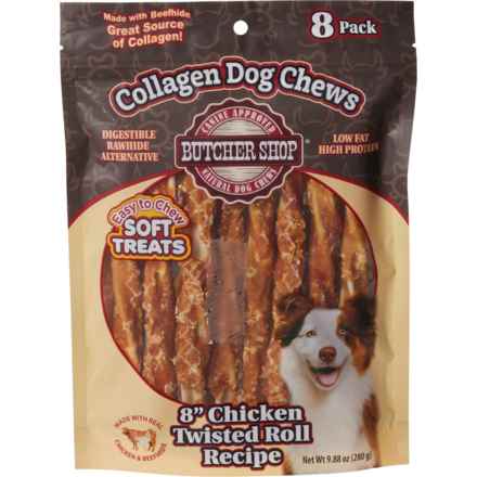 Butcher Shop Twisted Roll Collagen and Chicken Dog Chew Treats - 8-Pack in Collagen/Chicken