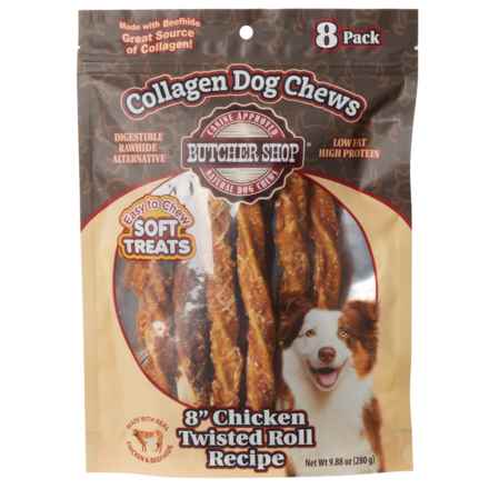 Butcher Shop Twisted Roll Collagen Dog Chew Treats - 8-Pack in Collagen/Chicken