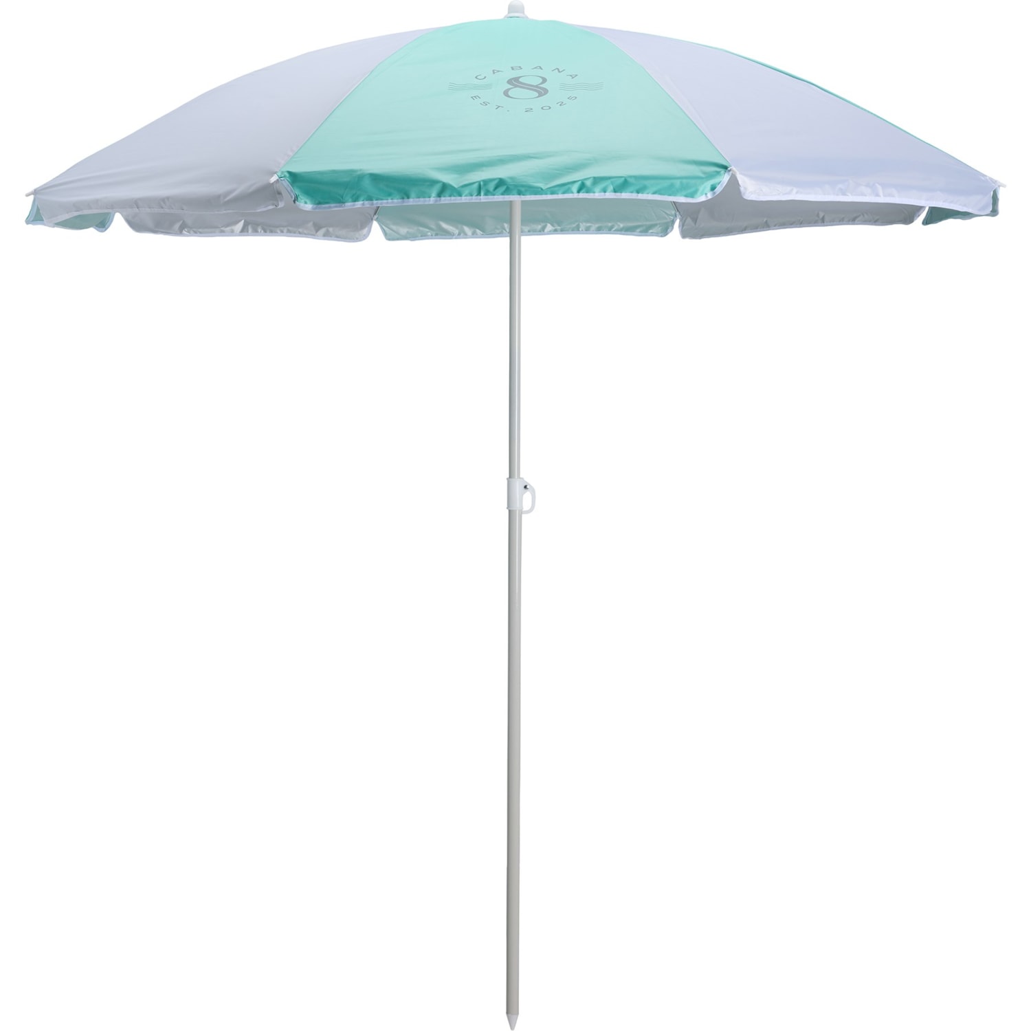 cabana stripe patio umbrella 6 Cabana 8 Striped Beach Umbrella | Teal/Silver
