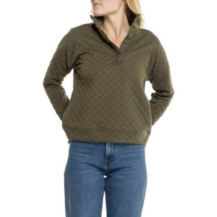 Cable & Gauge Studio Textured Jacquard Funnel Neck Shirt - Snap Neck, Long Sleeve in Grape Leaf