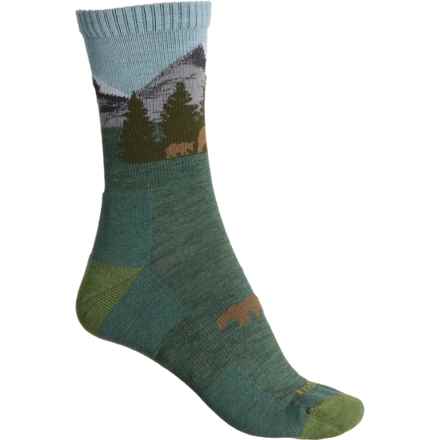 Cabot & Sons Bear Mountain Socks - Merino Wool, Crew (For Women) in Moss Heather/ Lime Heather