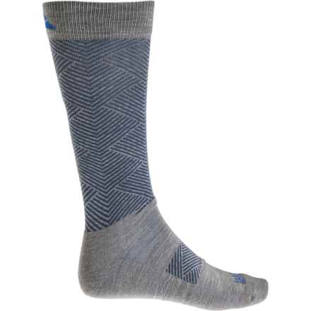 Cabot & Sons Diagonal Ski Socks - Merino Wool, Over the Calf (For Men) in Light Gray/ Navy