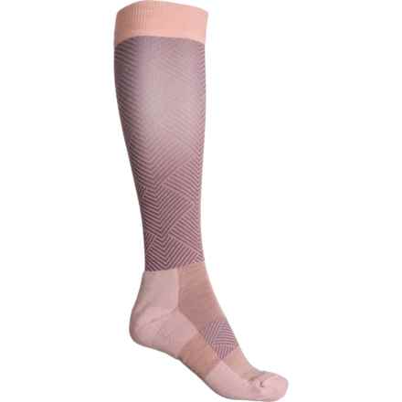 Cabot & Sons Diamonds Ski Sock - Merino Wool, Over the Calf (For Women) in Dusty Rose/ Plum