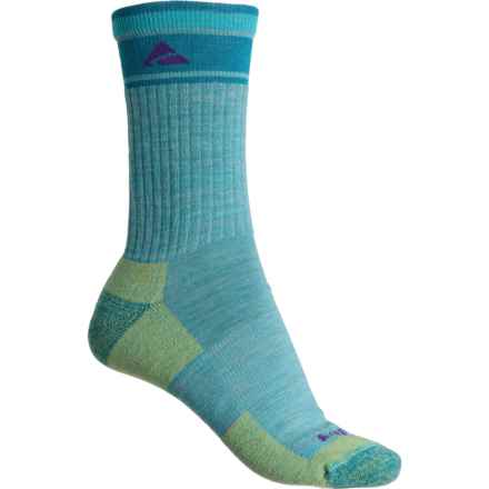 Cabot & Sons Hiking Socks - Merino Wool, Crew (For Women) in Aqua Heather/ Blue Green