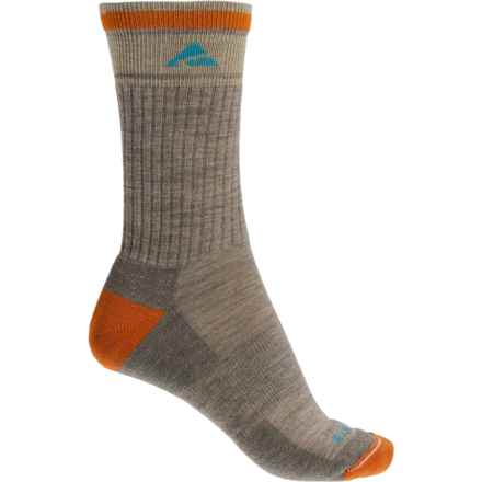 Cabot & Sons Hiking Socks - Merino Wool, Crew (For Women) in Light Brown Mix/Hunter Orange