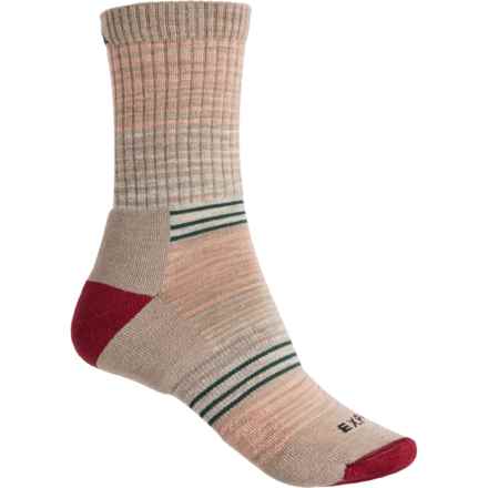 Cabot & Sons Striped Hiking Socks - Merino Wool, Crew (For Women) in Dark Oatmeal/ Burgundy