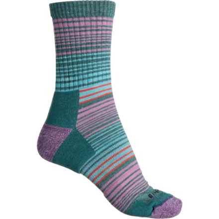 Cabot & Sons Striped Hiking Socks - Merino Wool, Crew (For Women) in Teal Heather/ Plum Heather