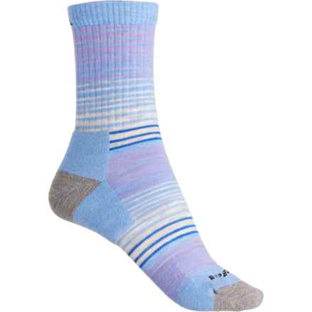Cabot & Sons Striped Hiking Socks - Merino Wool, Crew (For Women) in Vapor Blue/ Light Gray