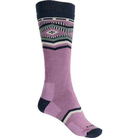 Cabot & Sons Sweater Ski and Ride Socks - Merino Wool, Mid Calf (For Women) in Violet/ Eclipse Heather