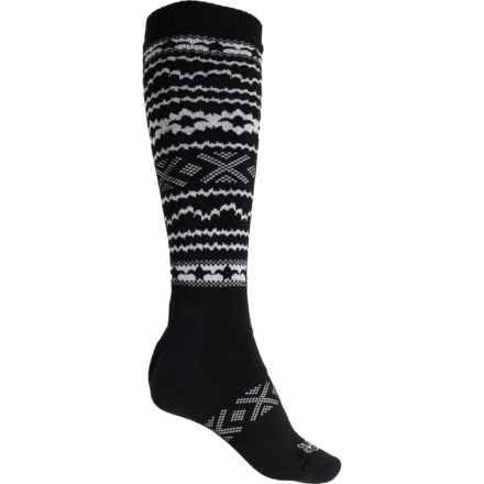 Cabot & Sons Sweater Ski and Ride Socks - Merino Wool, Over the Calf (For Women) in Black/ White