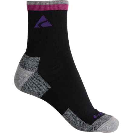 Cabot & Sons Trail Hiking Socks - Merino Wool, Quarter Crew (For Women) in Black/ Boysenberry