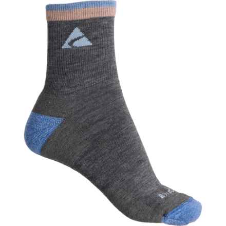Cabot & Sons Trail Hiking Socks - Merino Wool, Quarter Crew (For Women) in Medium Gray/ Dusty Rose