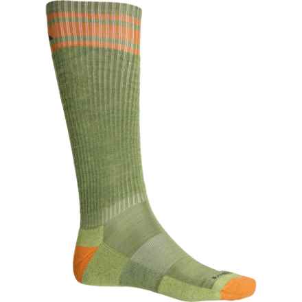 Cabot & Sons Varsity Stripe Ski Socks - Merino Wool, Over the Calf (For Men) in Lime Heather/ Hunter Orange