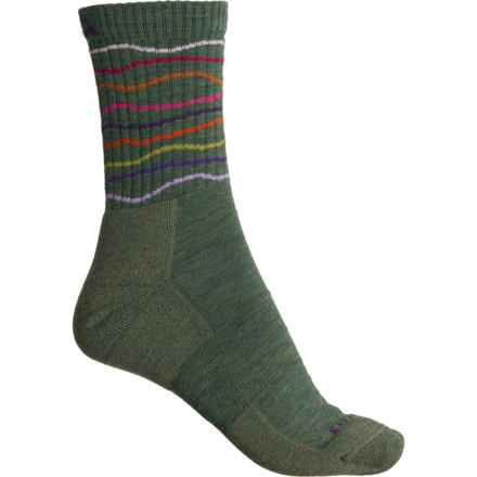 Cabot & Sons Waves Hiking Socks - Merino Wool, Crew (For Women) in Moss Heather/ Plum