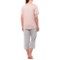550VA_2 Calida Cotton Single Jersey Stripe Crop Pajamas - Short Sleeve (For Women)
