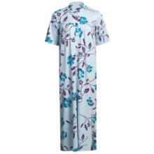 Calida Heavy Cotton Nightshirt - Short Sleeve (For Women) in 761 Heliblau Flower - Closeouts