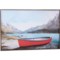 CALM LAKE 24x36” Red Canoe Framed Canvas in Multi
