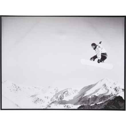 CALM LAKE Made in Canada 30x40” Snowboarder Framed Canvas in Multi