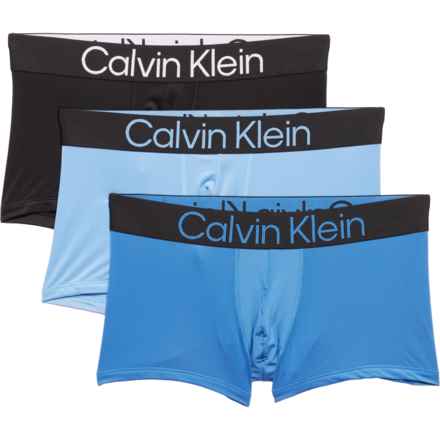 Calvin Klein Bold Logo Microfiber Low-Rise Trunk Briefs - 3-Pack in Bu7 Delft/Silverlake Blue