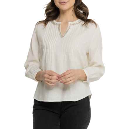 Calypso St. Barth Popover Mandarin Collar Shirt - 3/4 Sleeves, Linen in Coconut Milk