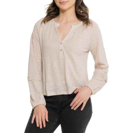 Calypso St. Barth Raglan Pleated Sleeve Shirt - Linen, Long Sleeve in Oat Milk