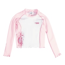 Camaro Rash Guard Top - UPF 50+, Long Sleeve (For Toddler Girls) in Pink/White - Closeouts