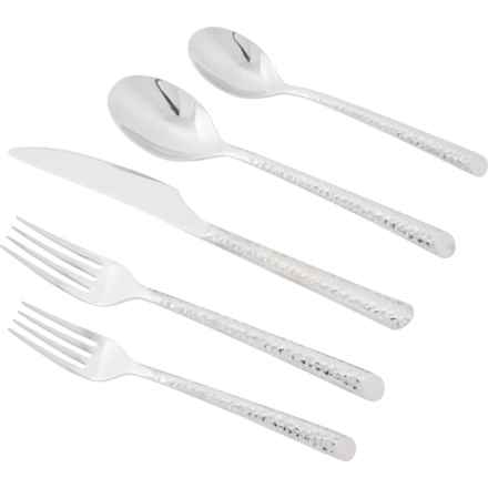 Elsa Hammered Flatware Set - 20-Piece in Silver