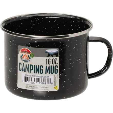 CAMPING OUTDOOR EQUIPMENT Enamel Camping Mug - 16 oz. in Black