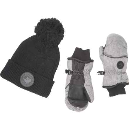 Canada Weather Gear Knit Hat and Ski Mittens Set - 2-Piece (For Little Boys) in Grey