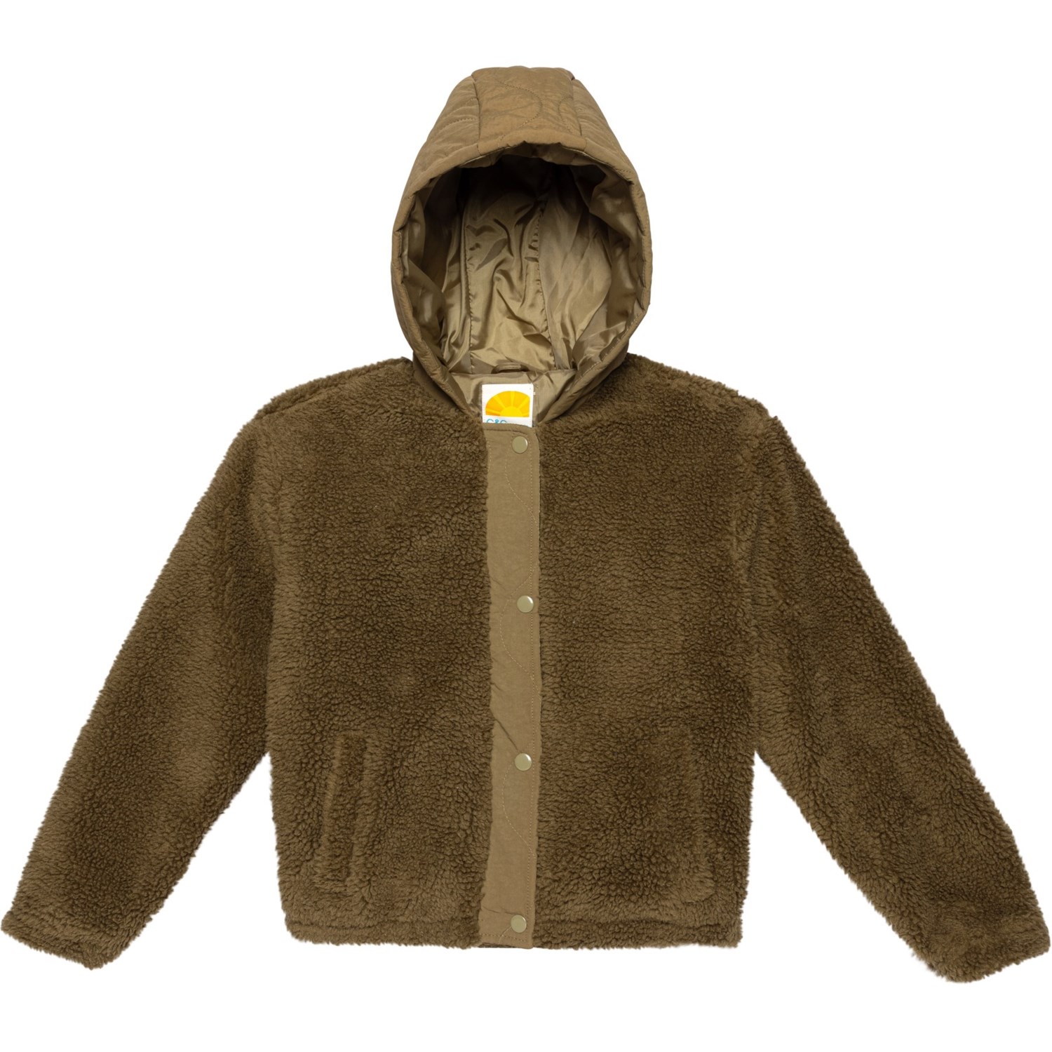 C&C California Big Girls Mixed Media Hooded Sherpa Jacket - Insulated -  Save 46%