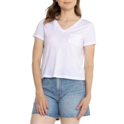 C&C California Boxy V-Neck Pocket T-Shirt - Short Sleeve in Brilliant White
