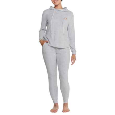 C&C California Brushed Hacci Embroidered Hoodie and Joggers Set - Long Sleeve in Grey Heather