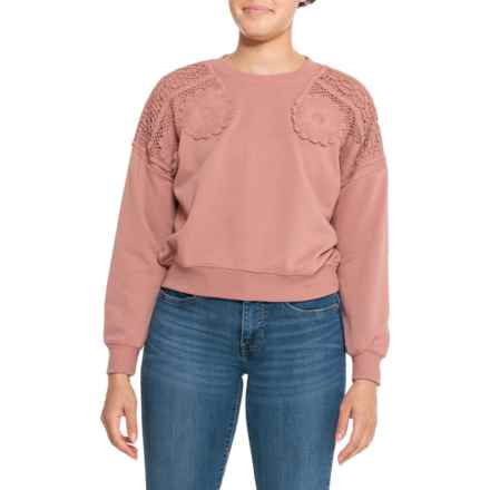 C&C California Daisy Crochet Sweatshirt in Burlwood